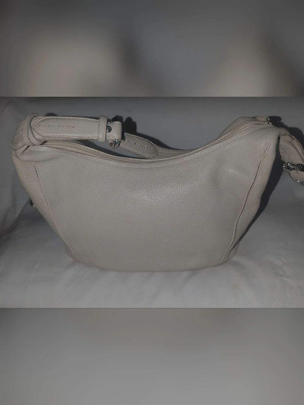Brighton Off White Nikki Leather Shoulder Bag with Floral  Applique Heart Charm